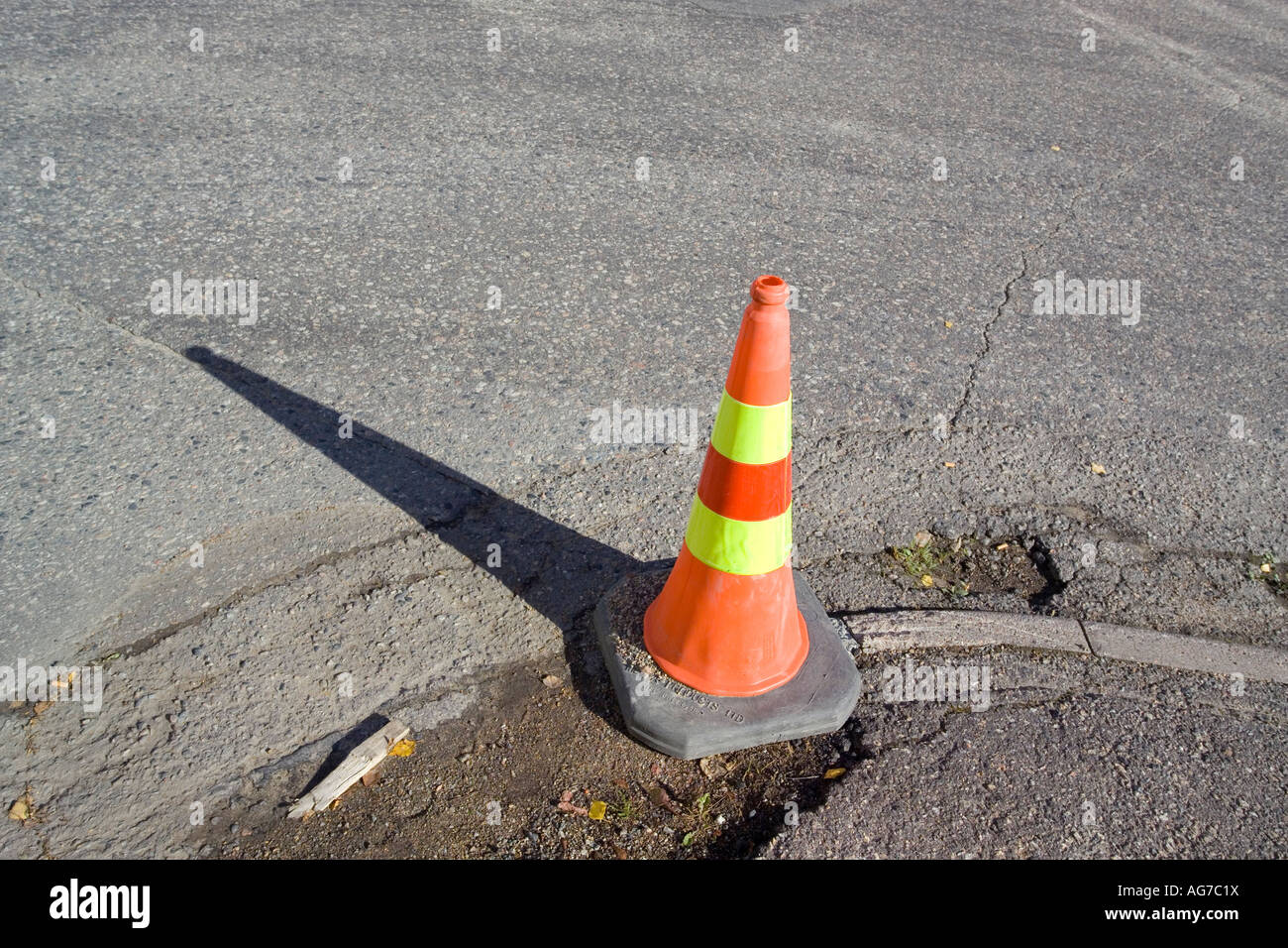 traffic cone on street corner Stock Photo Alamy