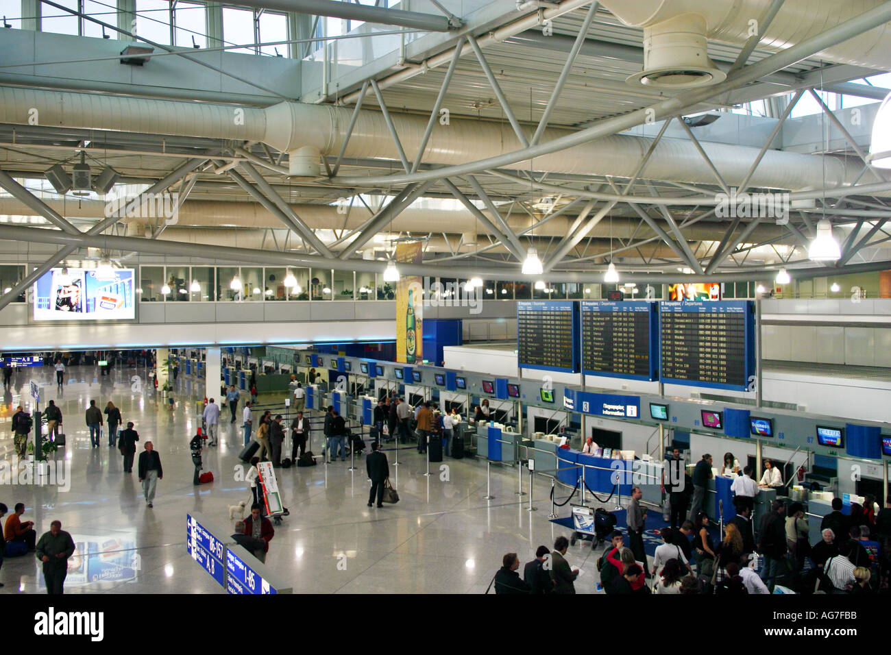 Eleftherios Venizelos Public Airport interior view check in area Athens  Greece Stock Photo - Alamy