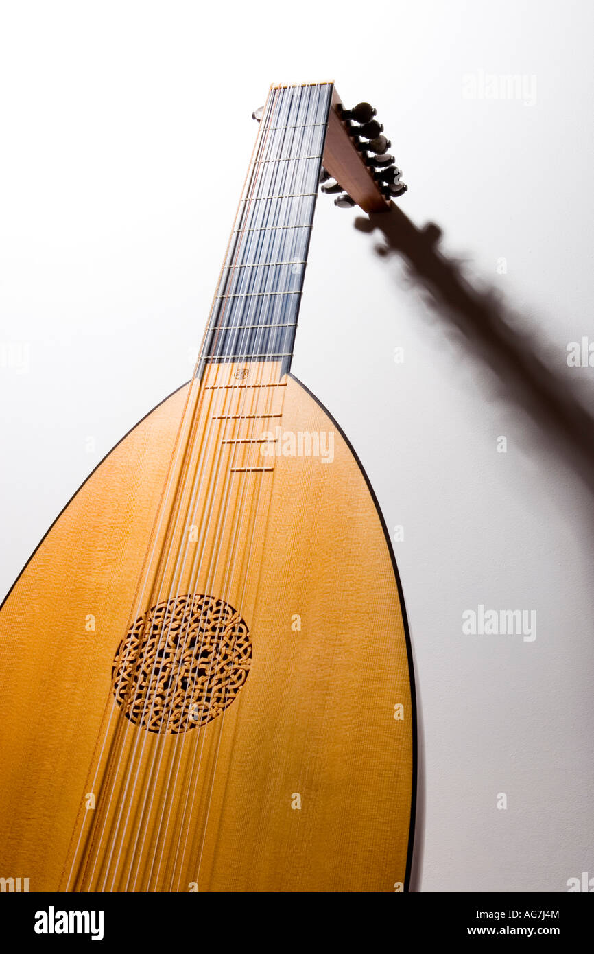 Detail of a 7 course renaissance lute made in England by Steven Gottlieb, London Stock Photo