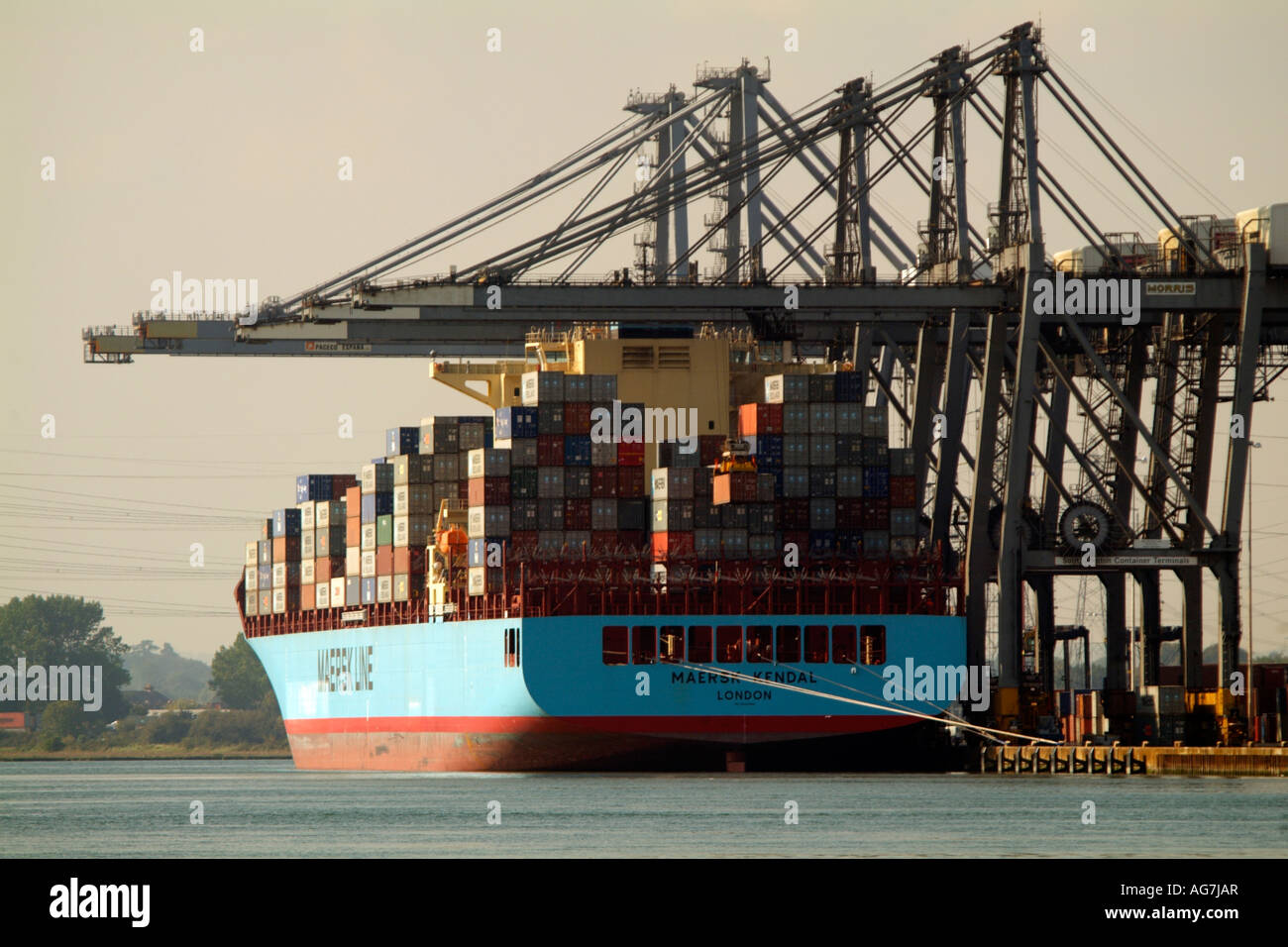 SCT Southampton Container Terminal Maersk Kendal Container Ship in Port Stock Photo