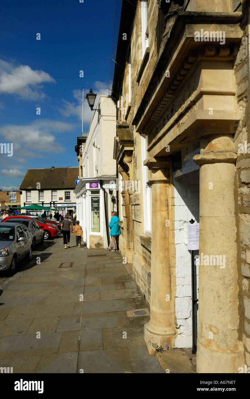 Town centre and old Corn Exchange Thrapston Northamptonshire England Stock Photo