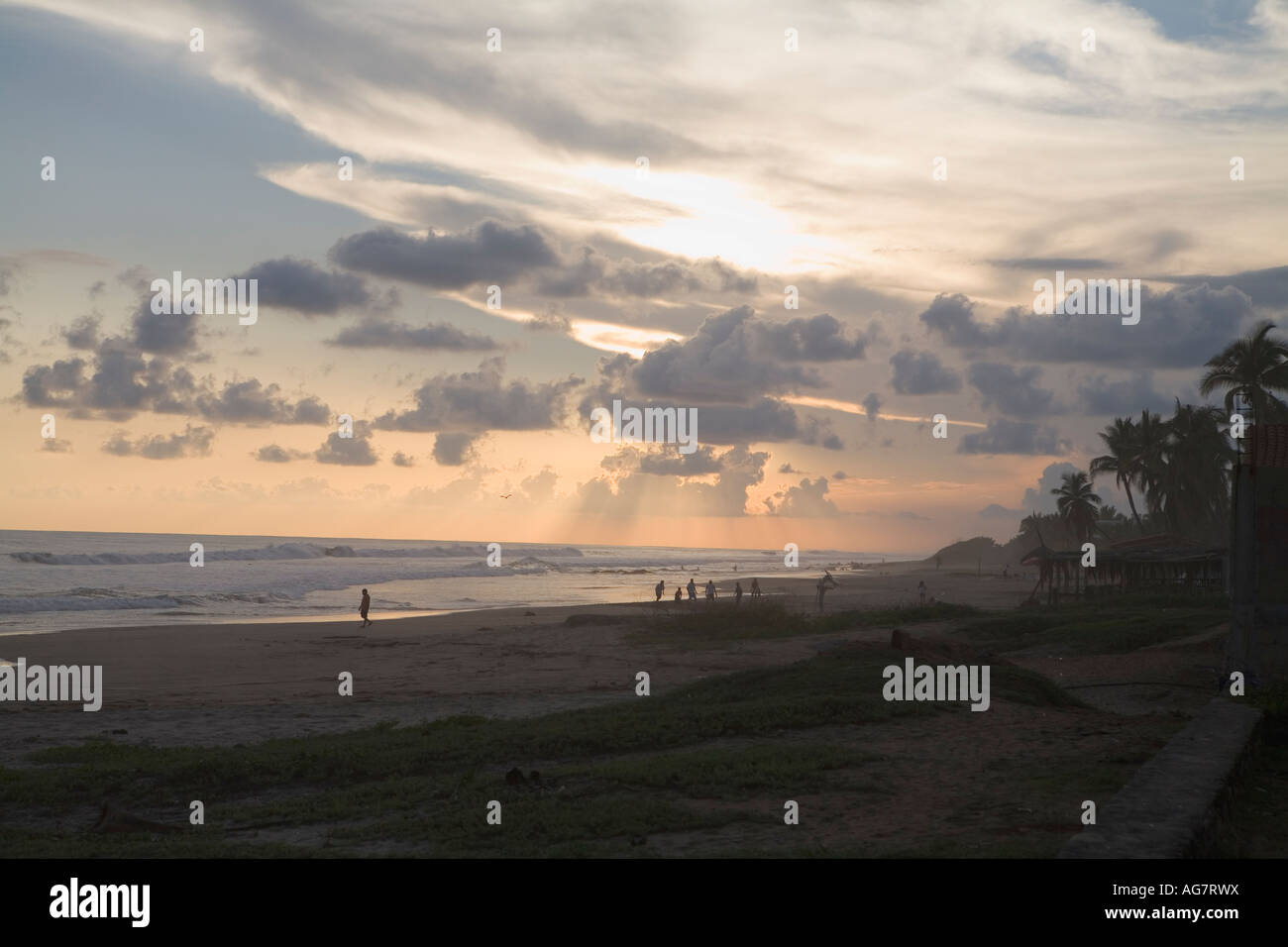 Spectacular sunset over Troncones Beach State of Guerrero Mexico Not Model Released Stock Photo