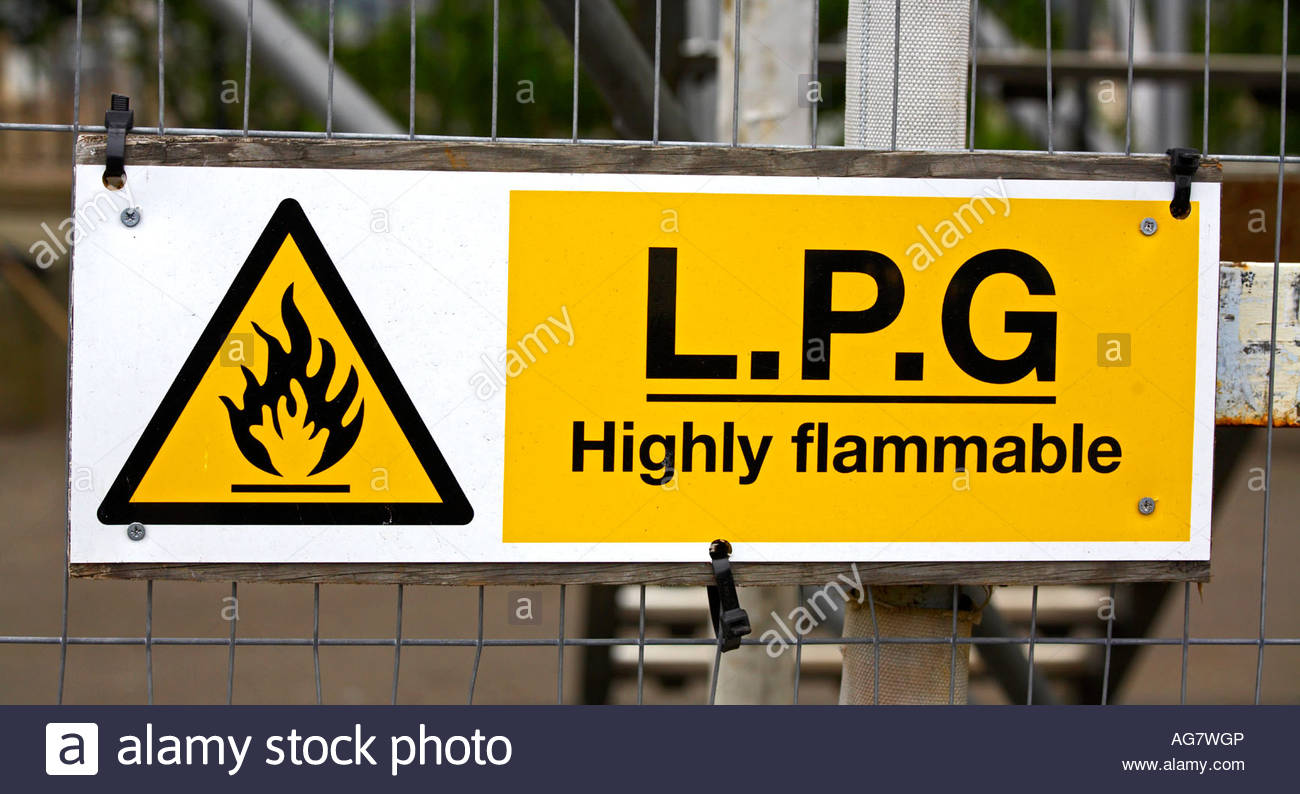 LPG Highly flammable signpost Stock Photo Alamy