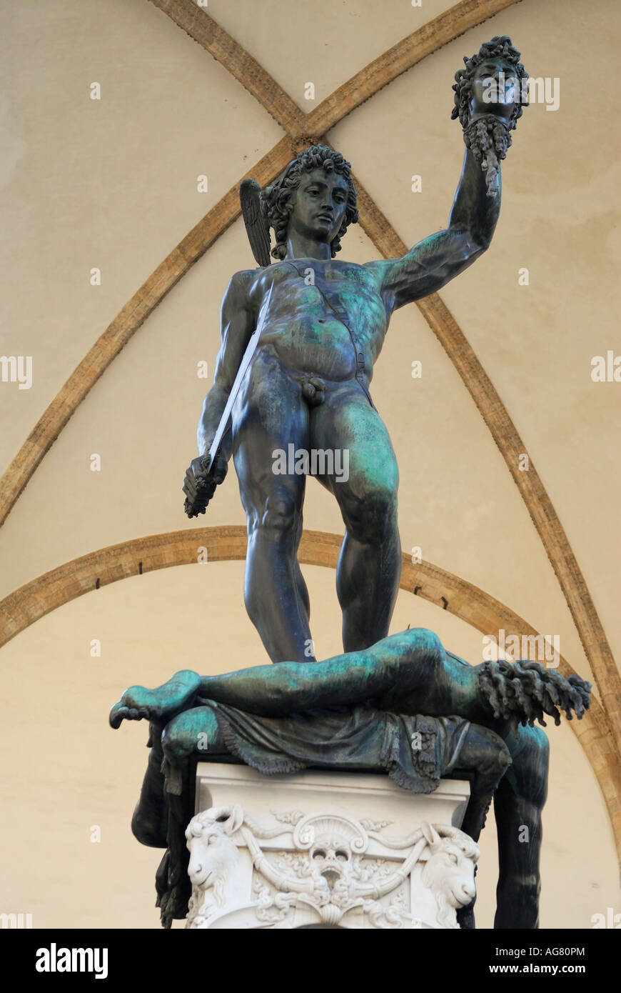 Bronze statue of Perseus with head of Medusa by Cellini at Loggia dei