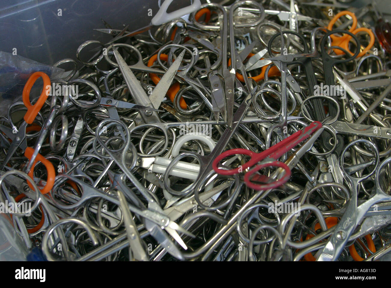 Confiscated items from the airline airport security that were not allowed on the plane including