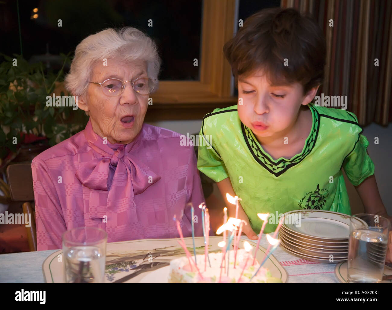 Senior Citizen Celebrates Her 100th Birthday Stock Photo