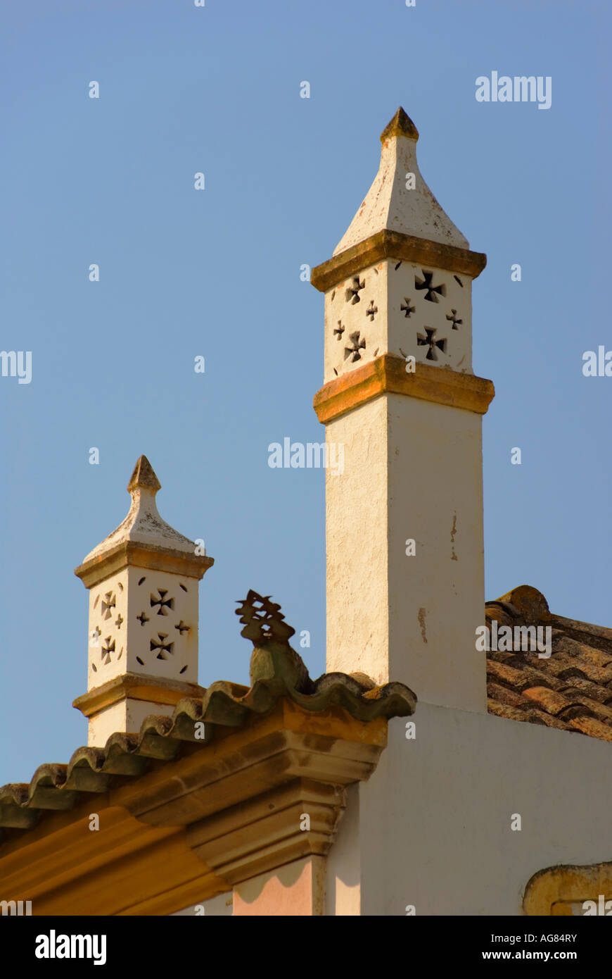 Typical chimneys Faro Algarve Portugal Stock Photo