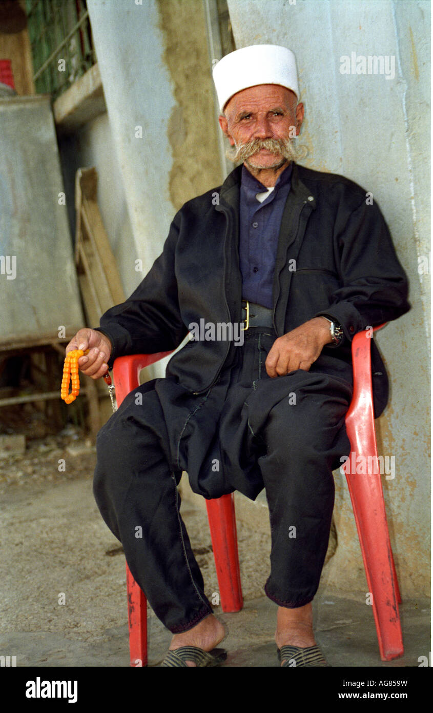 Portrait of a Druz man in his home in the Golan Heights Stock Photo