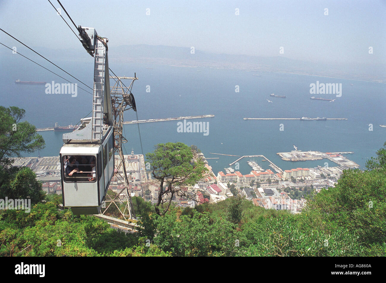 Cable car from The Rock of Gibraltar Stock Photo Alamy