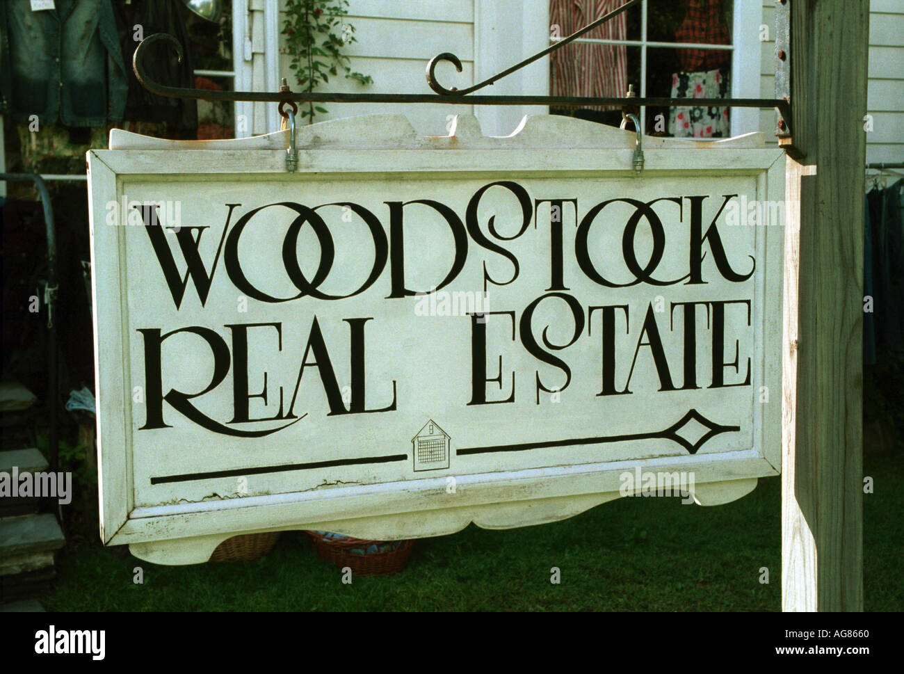 Woodstock real estate sign town of Woodstock New York state USA Stock