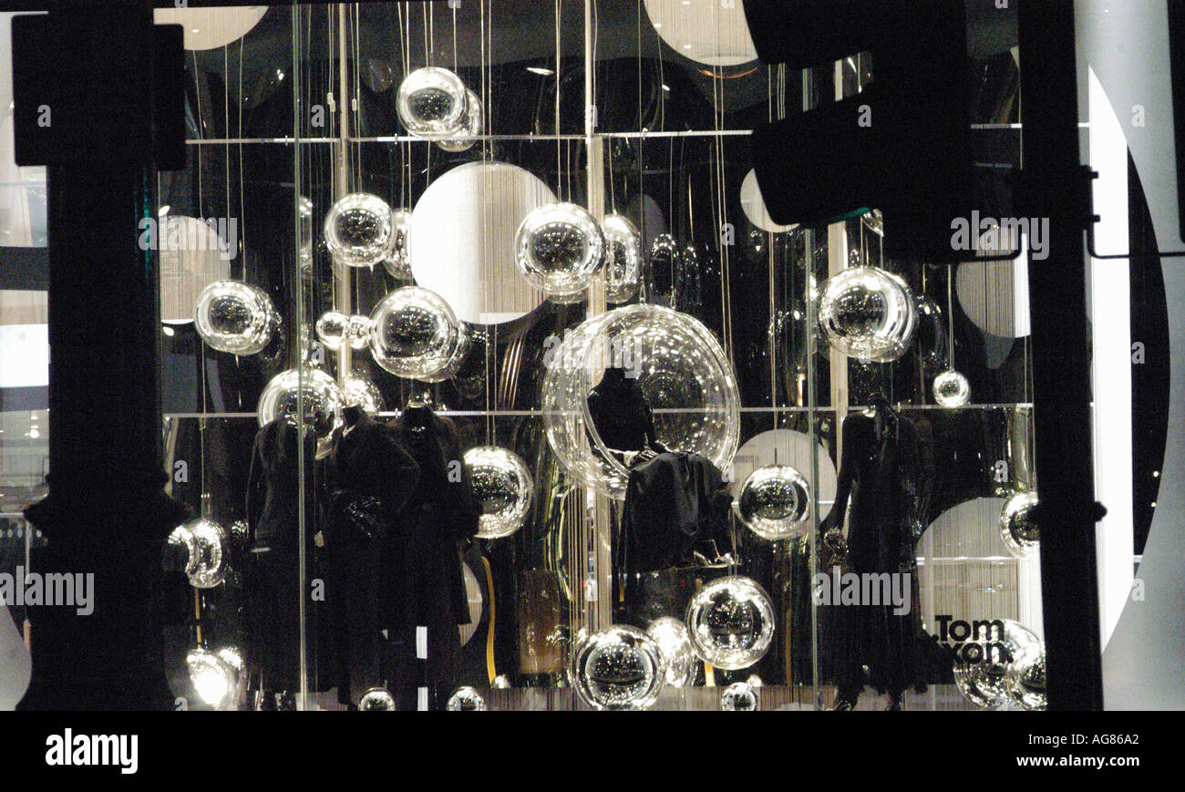 Bubbles and circles in abstract window display Stock Photo - Alamy