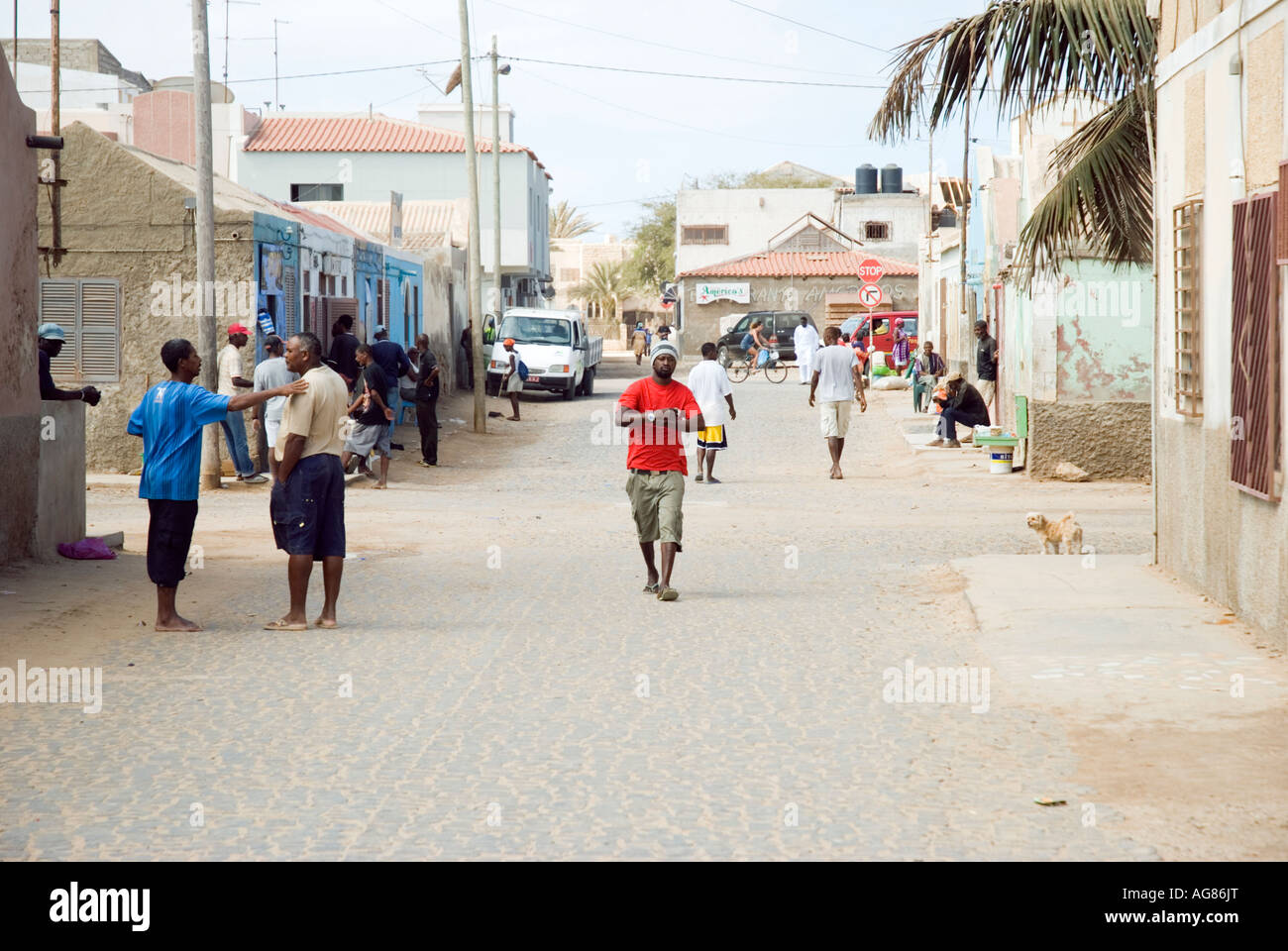 street scene is Santa Maria,Cape Verde islands Stock Photo Alamy