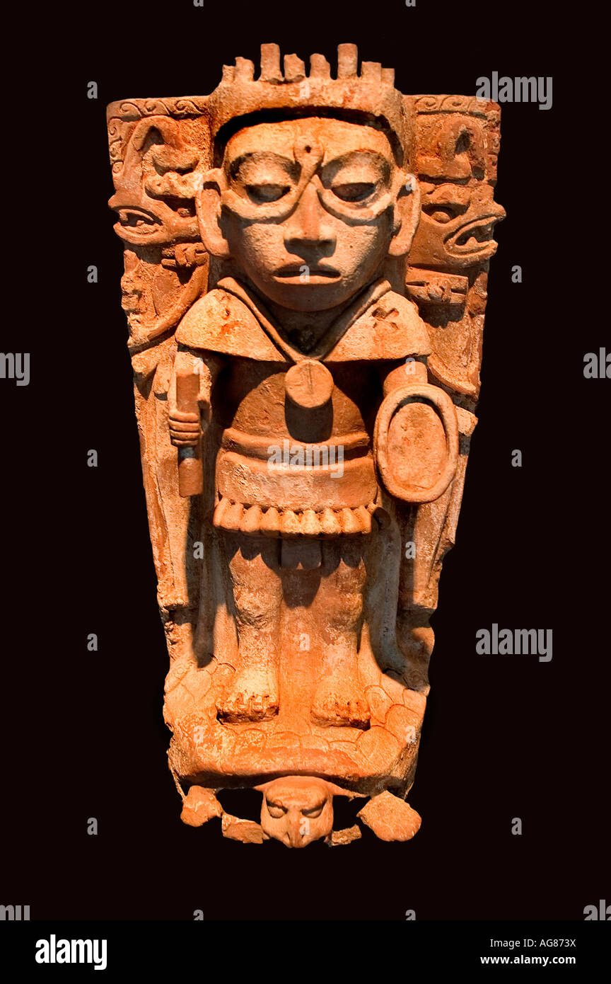 Maya Guatemala Sun God Maya Incence Burner Support 8th 9th Century Stock Photo