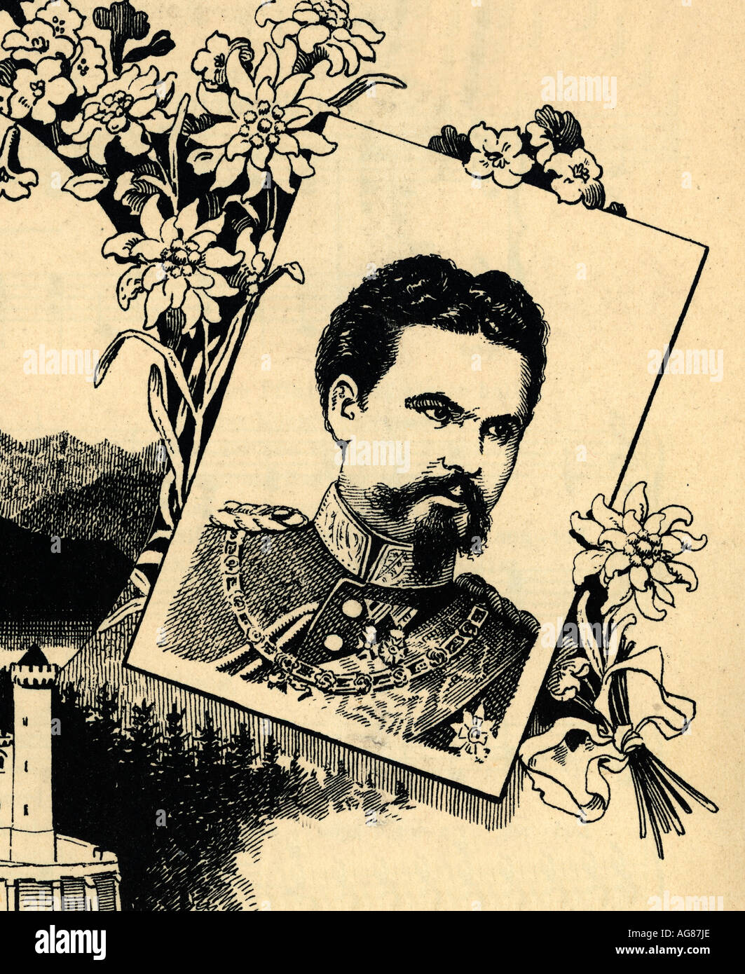 Kind Ludwig I of Bavaria from a cover of a song about 1900 Stock Photo