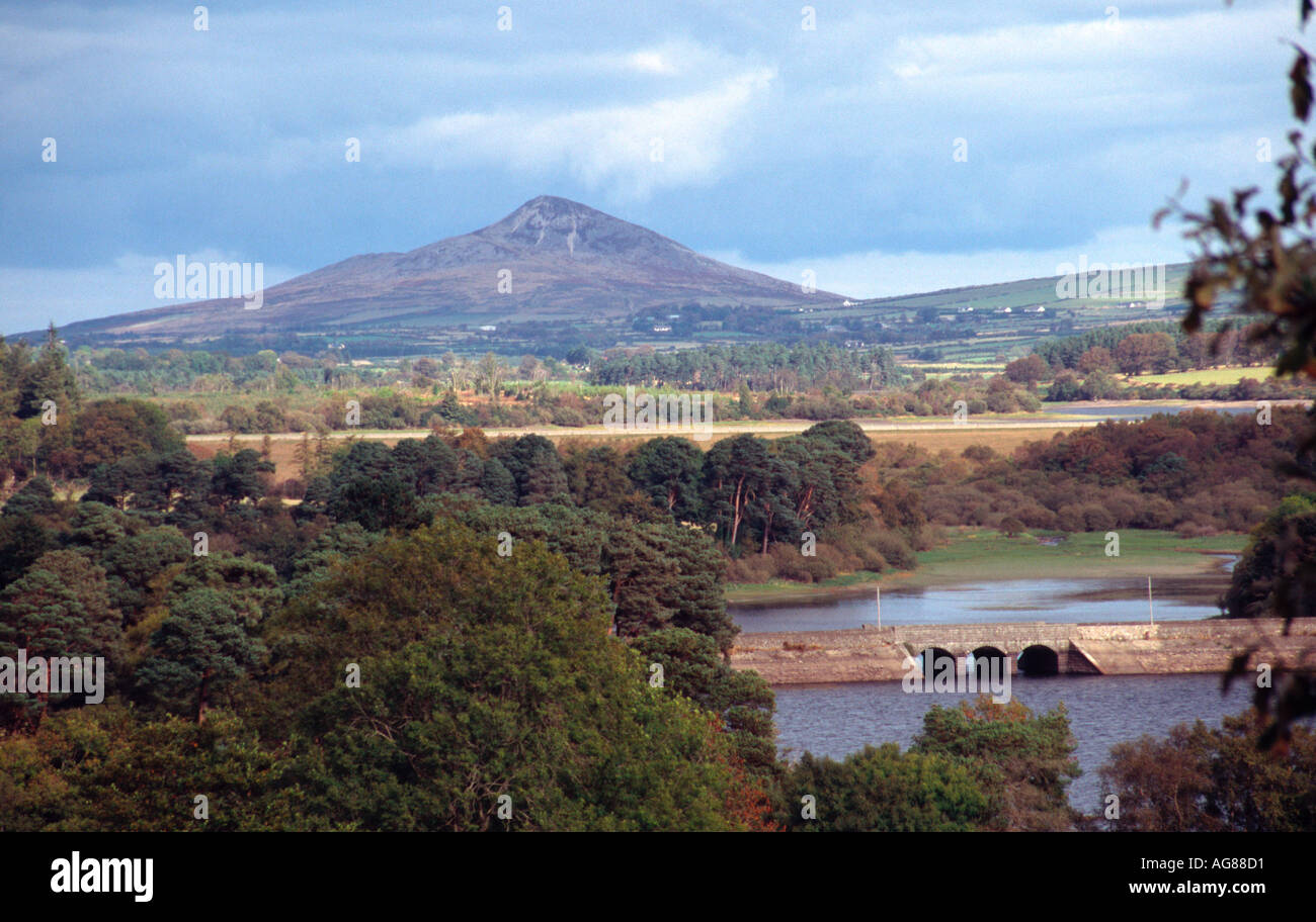 Vartry Reservoir and Great Sugar Loaf Mountain County Wicklow Ireland Stock Photo
