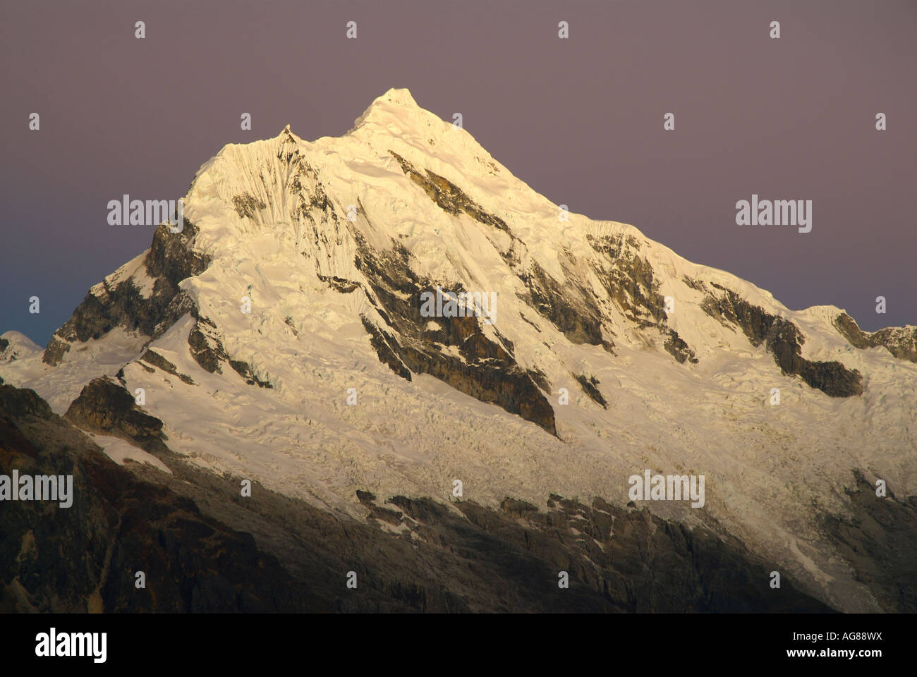 Alpenglow on the Nevado Chopicalqui 6354m Stock Photo