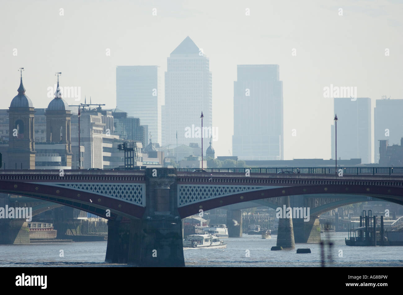 High rise office buildings of canary wharf seen from central london ...