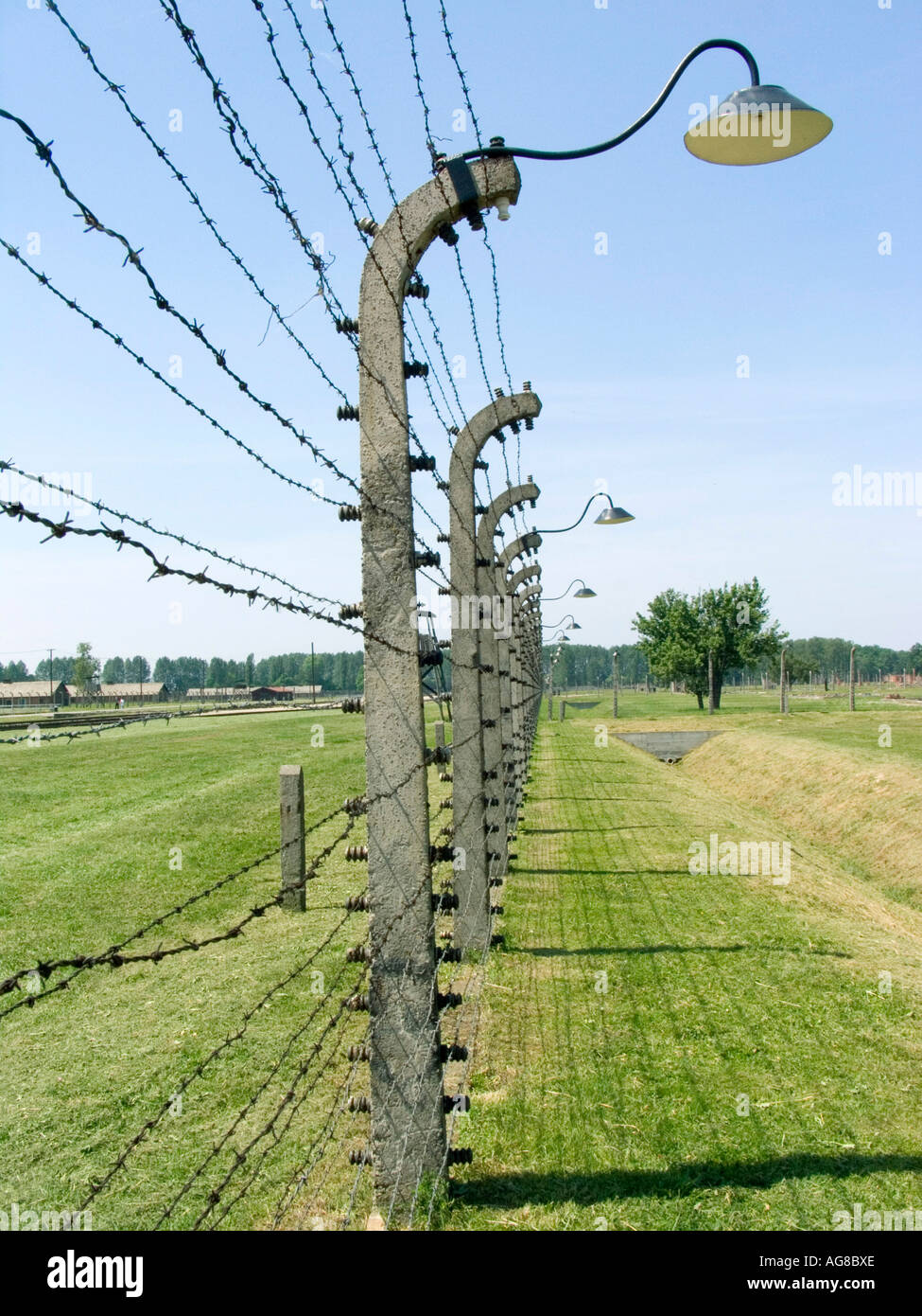 fence of Auschwitz Birkenau in poland Stock Photo