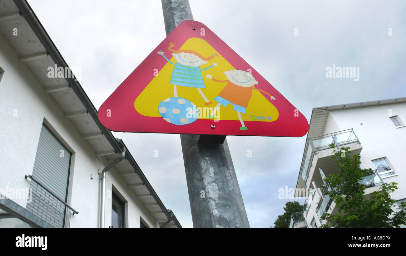 traffic sign children playing, Germany Stock Photo Alamy