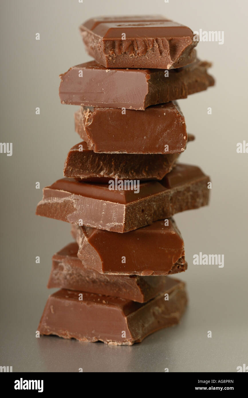 'Milk chocolate' piece chunk stack Stock Photo
