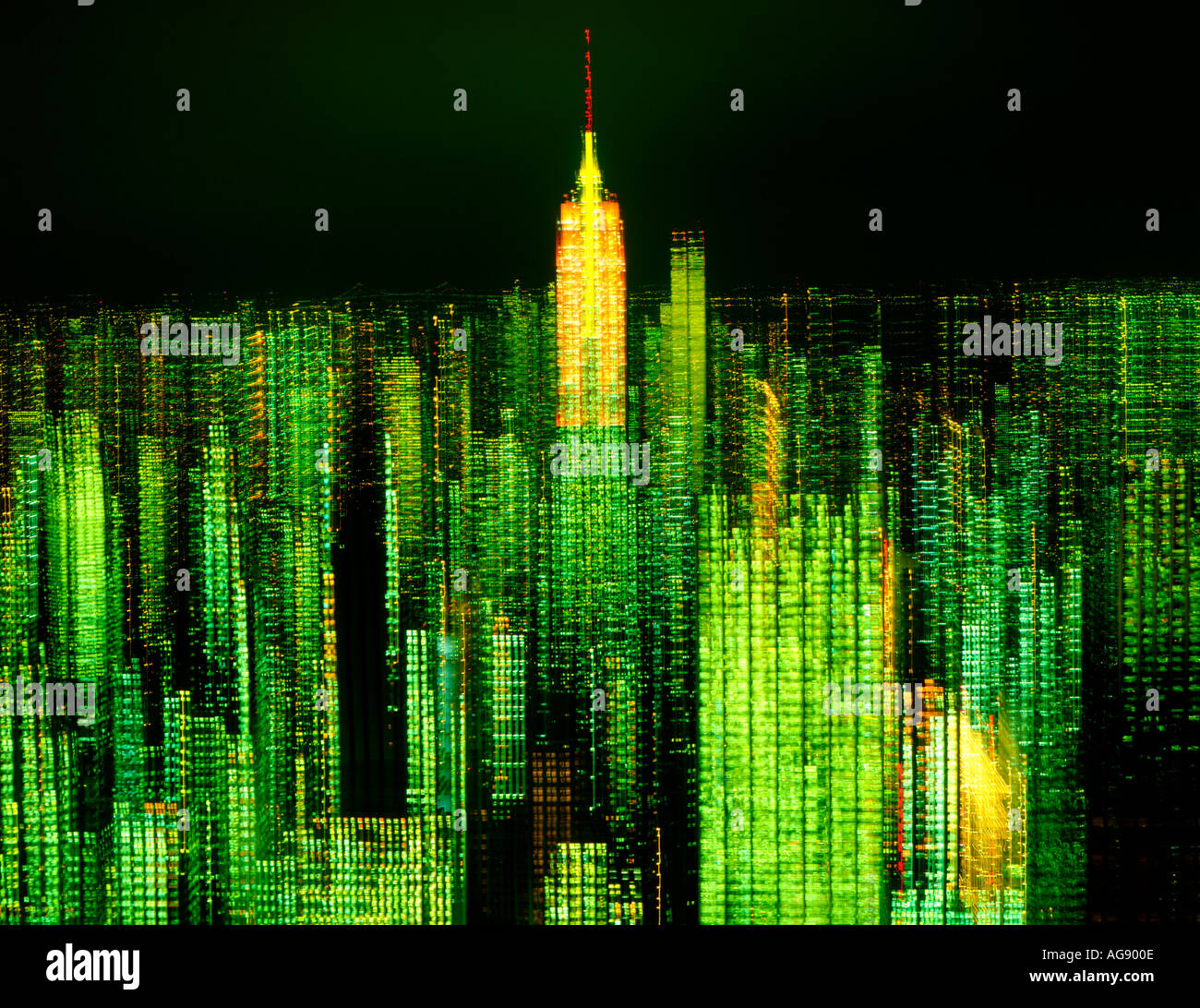 abstract view of New York City skyline at night Stock Photo - Alamy