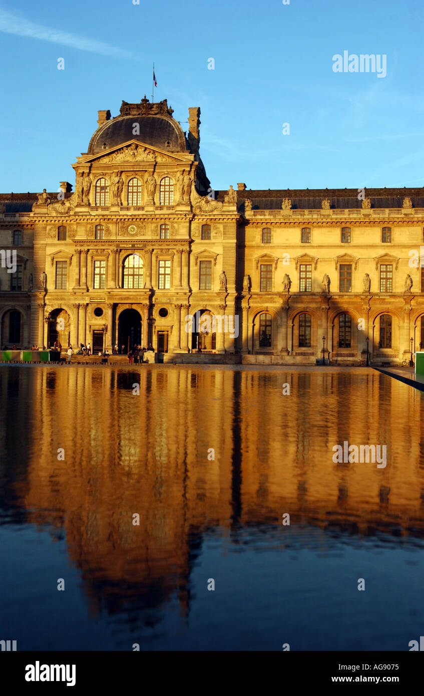 Musee du Paris & Pyramid Shadow, Day Stock Photo