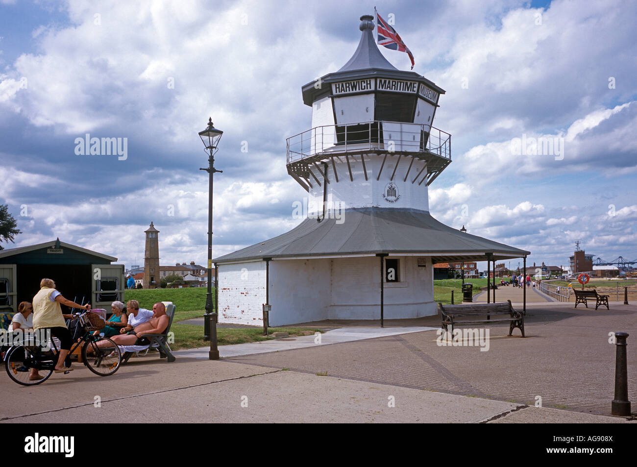The low and inland high lighthouses at Harwich Essex Stock Photo