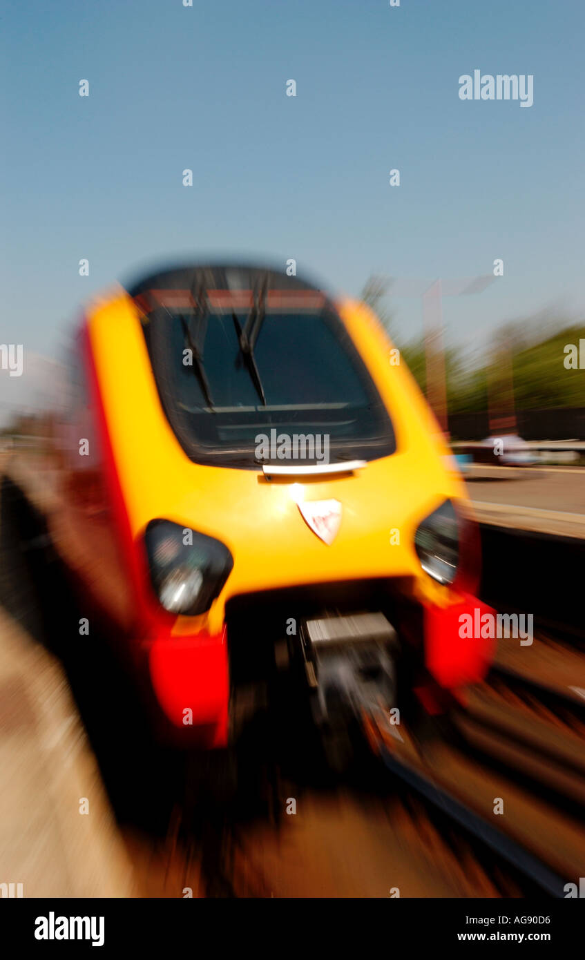 Virgin Train In Motion, Day Stock Photo