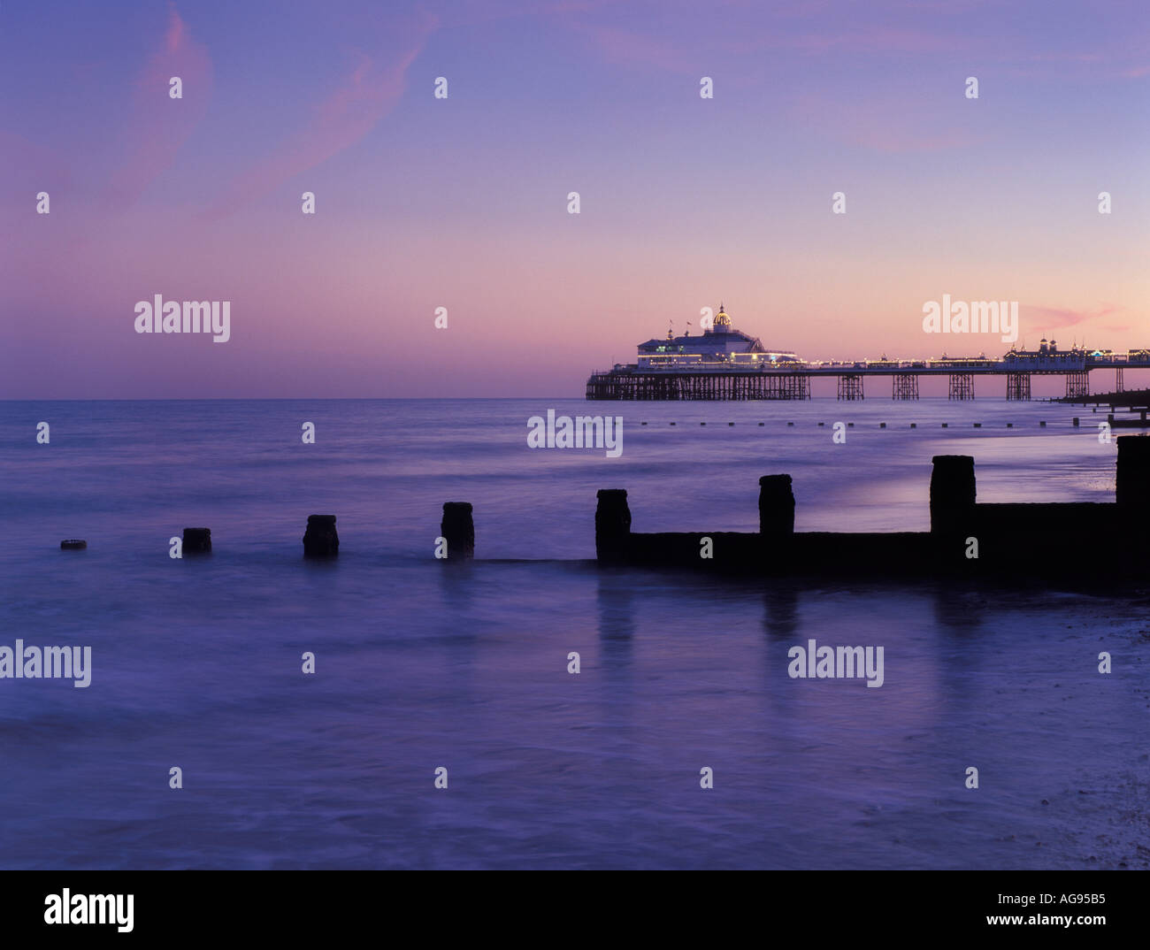 Eastbourne pier at dusk East Sussex England Stock Photo
