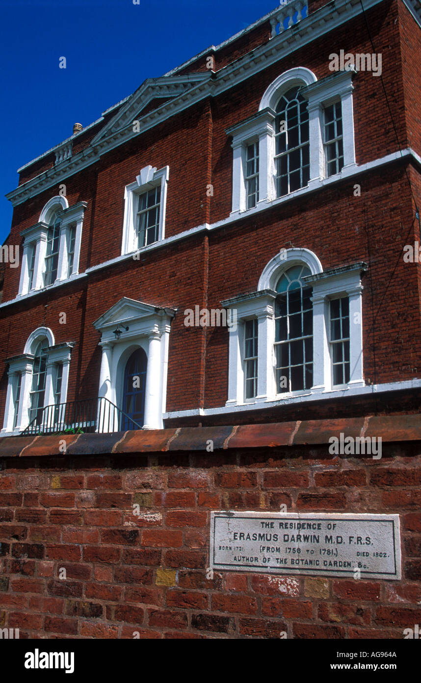 Home of Erasmus Darwin grandfather of Charles Darwin Lichfield Staffordshire England Stock Photo