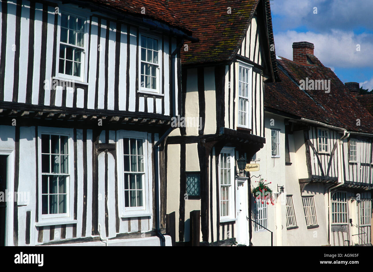 Half timbered houses Lavenham Suffolk England Stock Photo