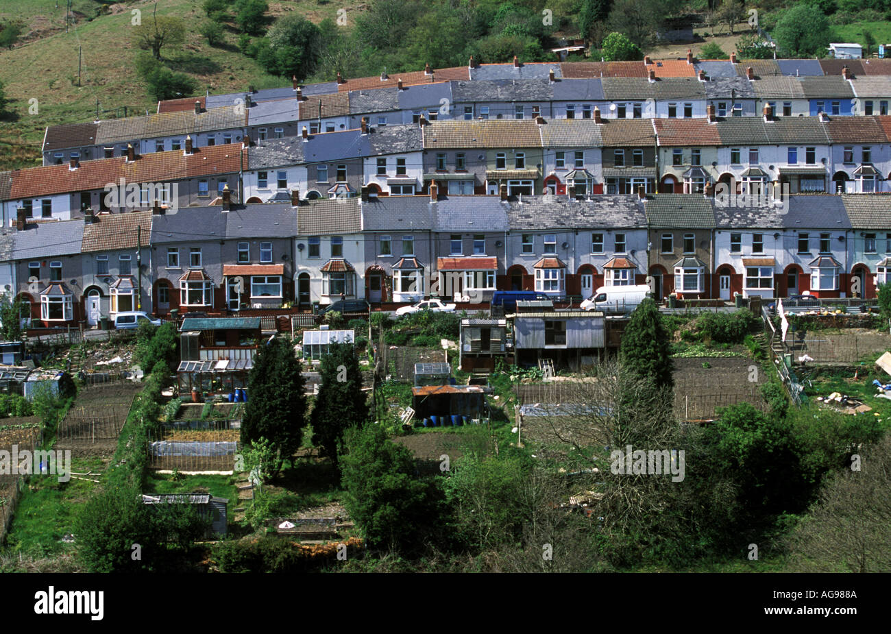 Terraced Housing Rhondda Valley South Wales UK 42182SB Stock Photo Alamy