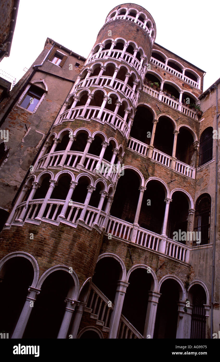 low angle of spiral staircase bovolo in Venice Italy Stock Photo Alamy