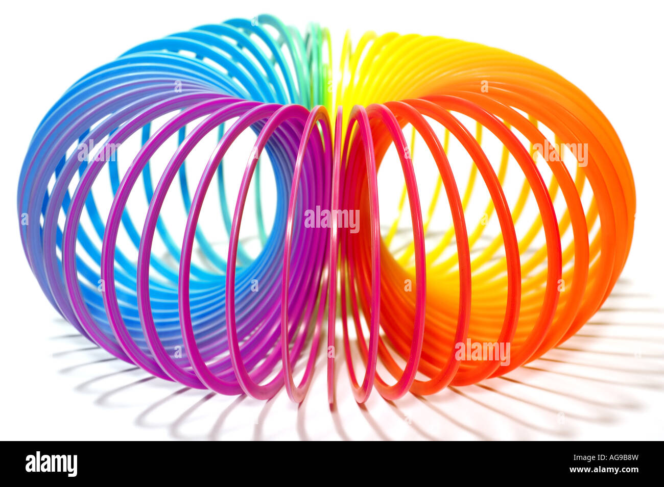 series object on white isolated Toy stretched spring Stock Photo - Alamy