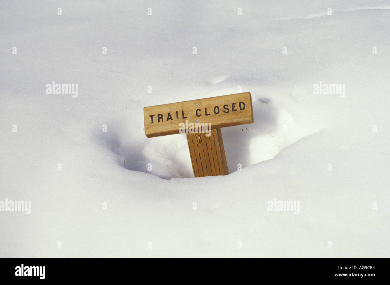 Trail Closed sign buried in snow Park Butte Lookout Trail Mt Baker ...