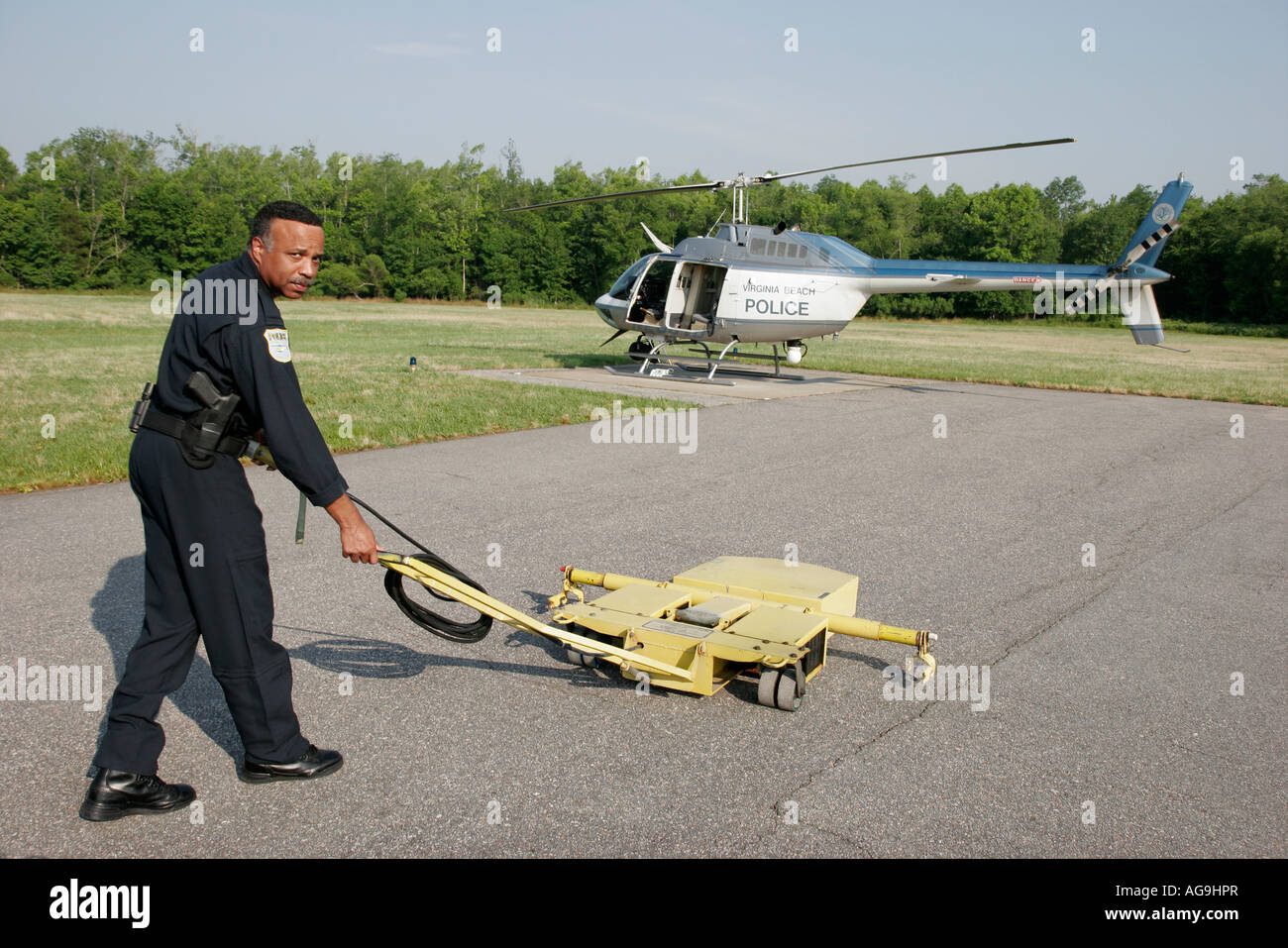 Virginia Beach,Police Department,helicopter,Black Blacks African Africans ethnic minority,adult adults man men male,pilot,chopper spotter,visitors tra Stock Photo