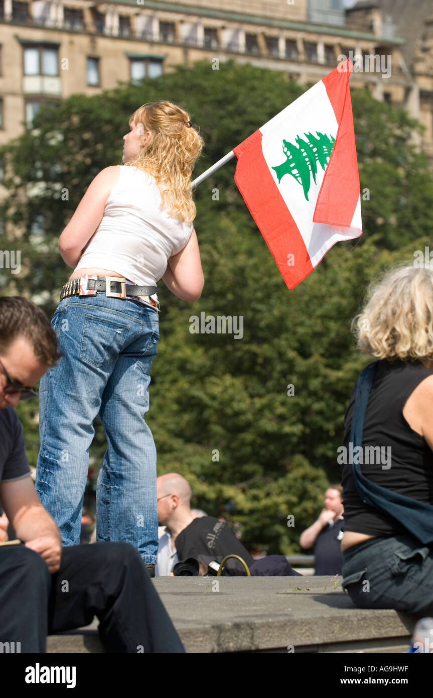 Peaceful demonstration in solidarity with Lebanon Stock Photo