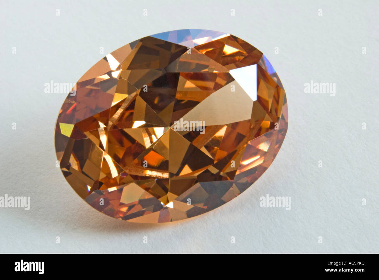 Oval Cut champagne Diamond (lab created cubic zirconia Stock Photo Alamy