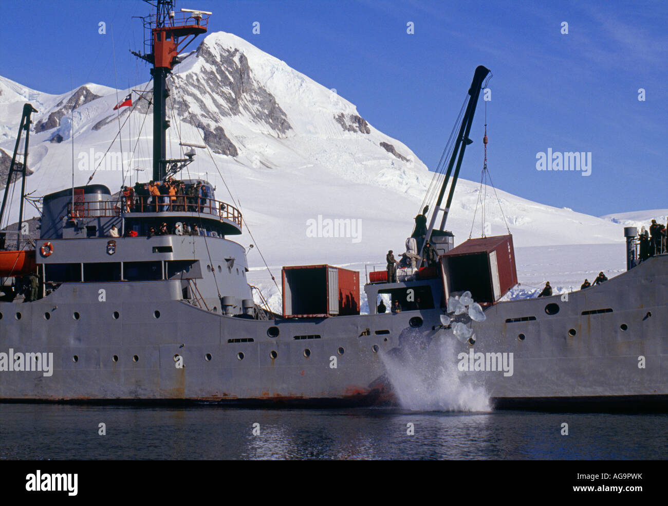 Antarctica Paradise Bay. Chilean navy vessel ' Piloto Pardo ' in Paradise Bay Stock Photo
