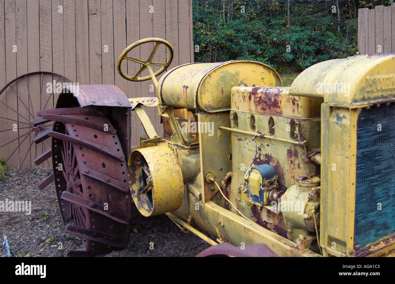 Old Yellow Farm Tractor Stock Photo Alamy