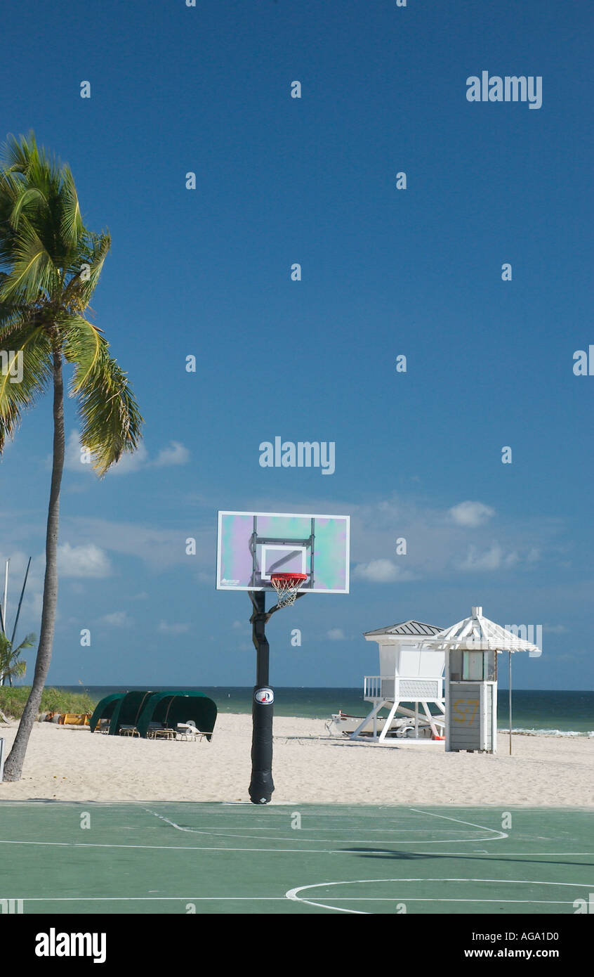 Basketball Goal on the shore at Ft Lauderdale Beach Florida USA Stock