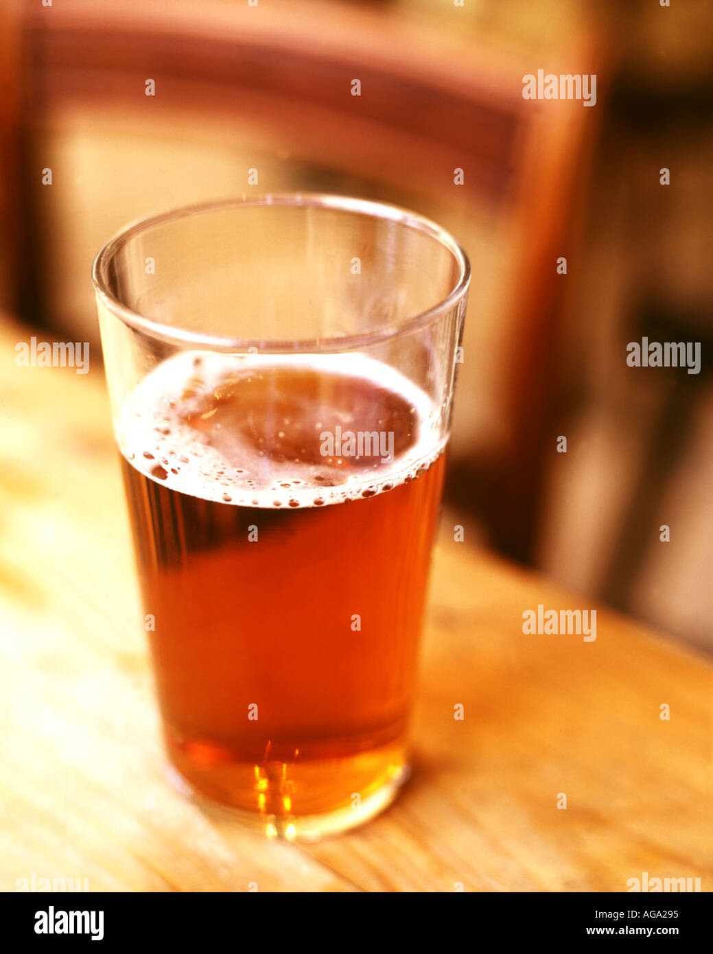 pint of bitter or lager in a pub Stock Photo
