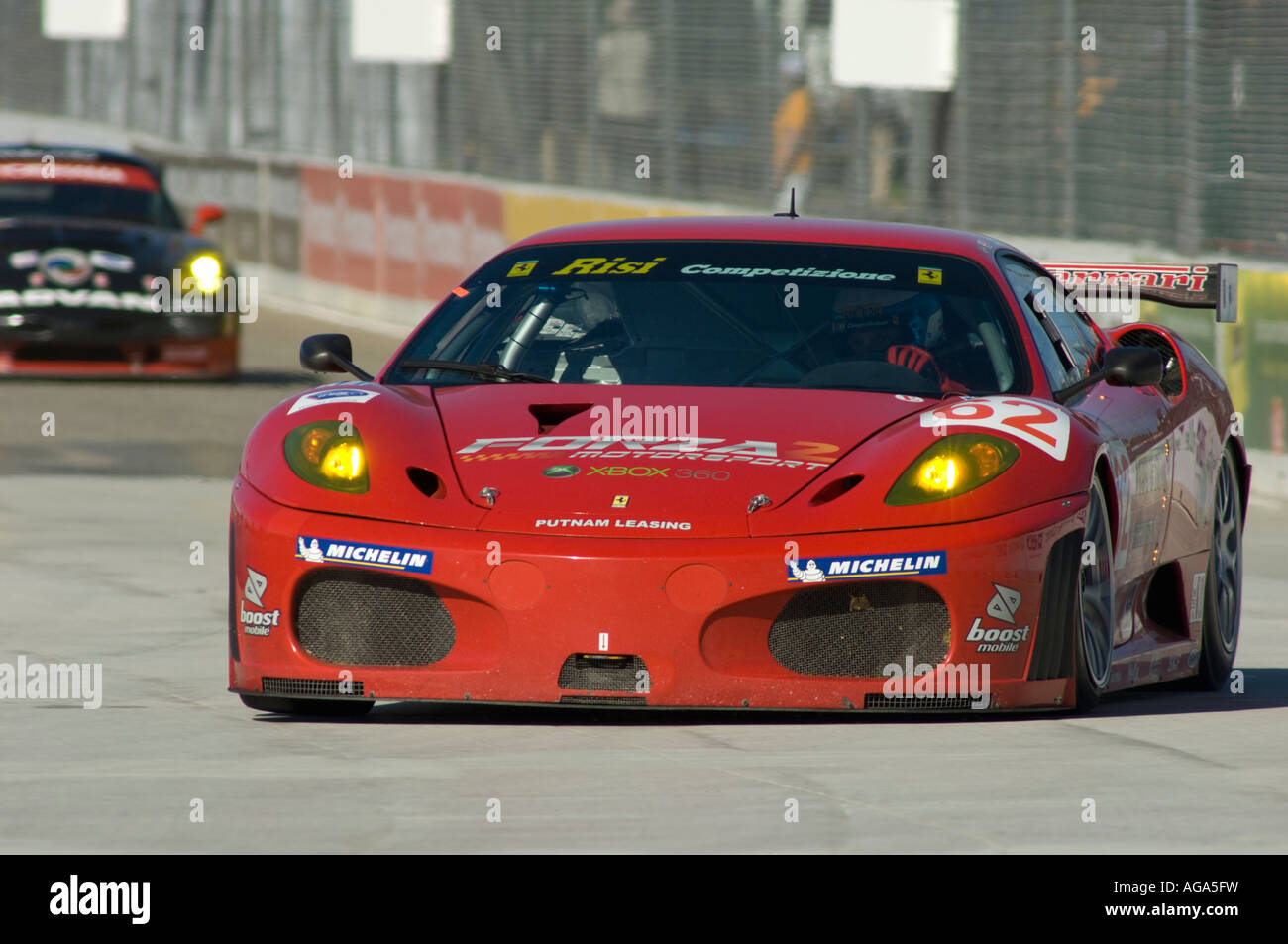 The Risi Competizione Ferrari F430 GT driven by Mika Salo and Jaime Melo at the Detroit Sports Car Challenge Stock Photo