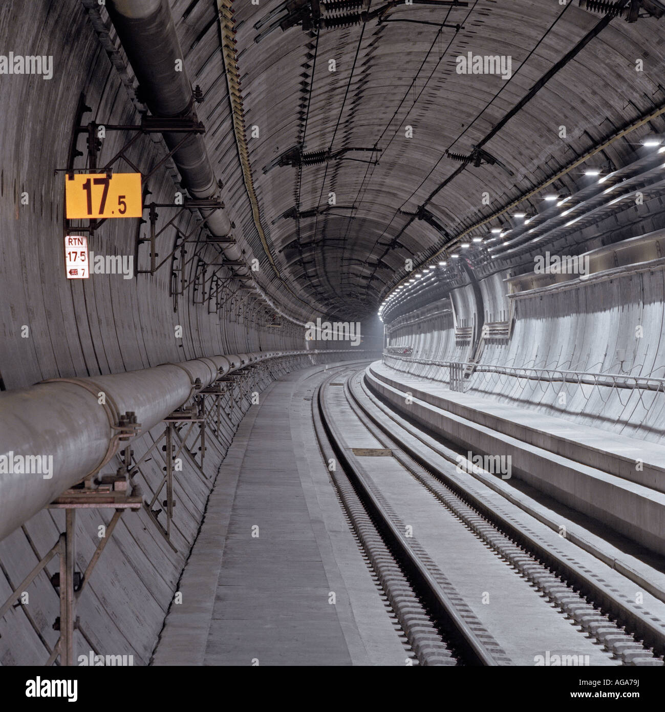 Completed section of Channel Tunnel rail tunnel with permanent Stock Photo  - Alamy