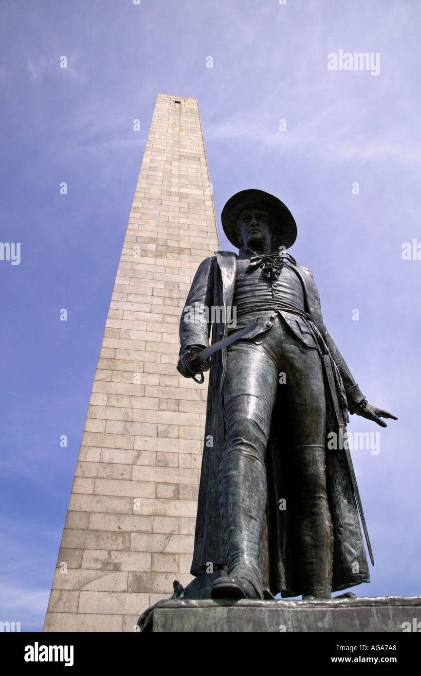 Colonel William Prescott statue 1775 and Bunker Hill or Breeds Hill