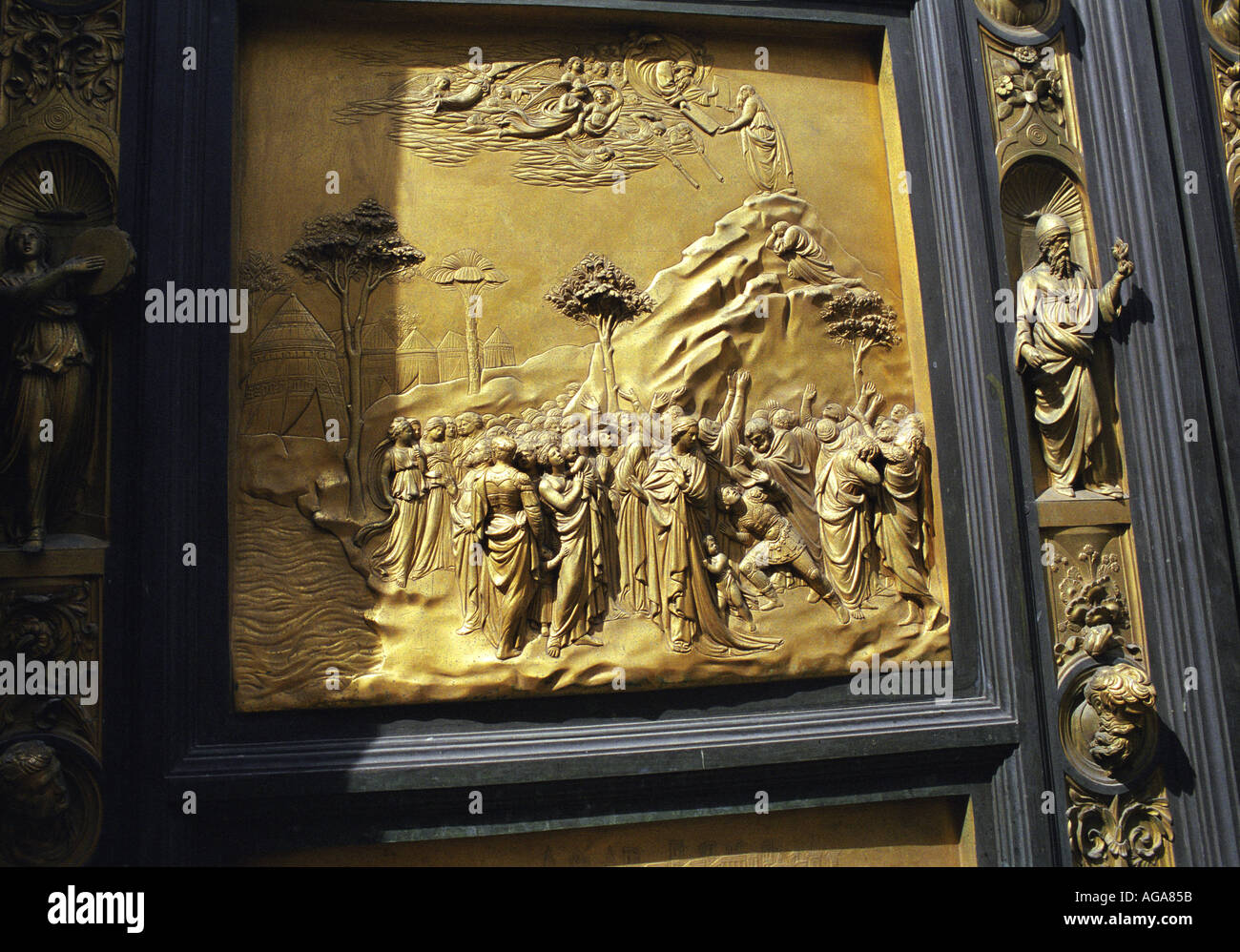 Part of the magnificent Gates of Paradise door to the Florence baptistery Stock Photo Alamy