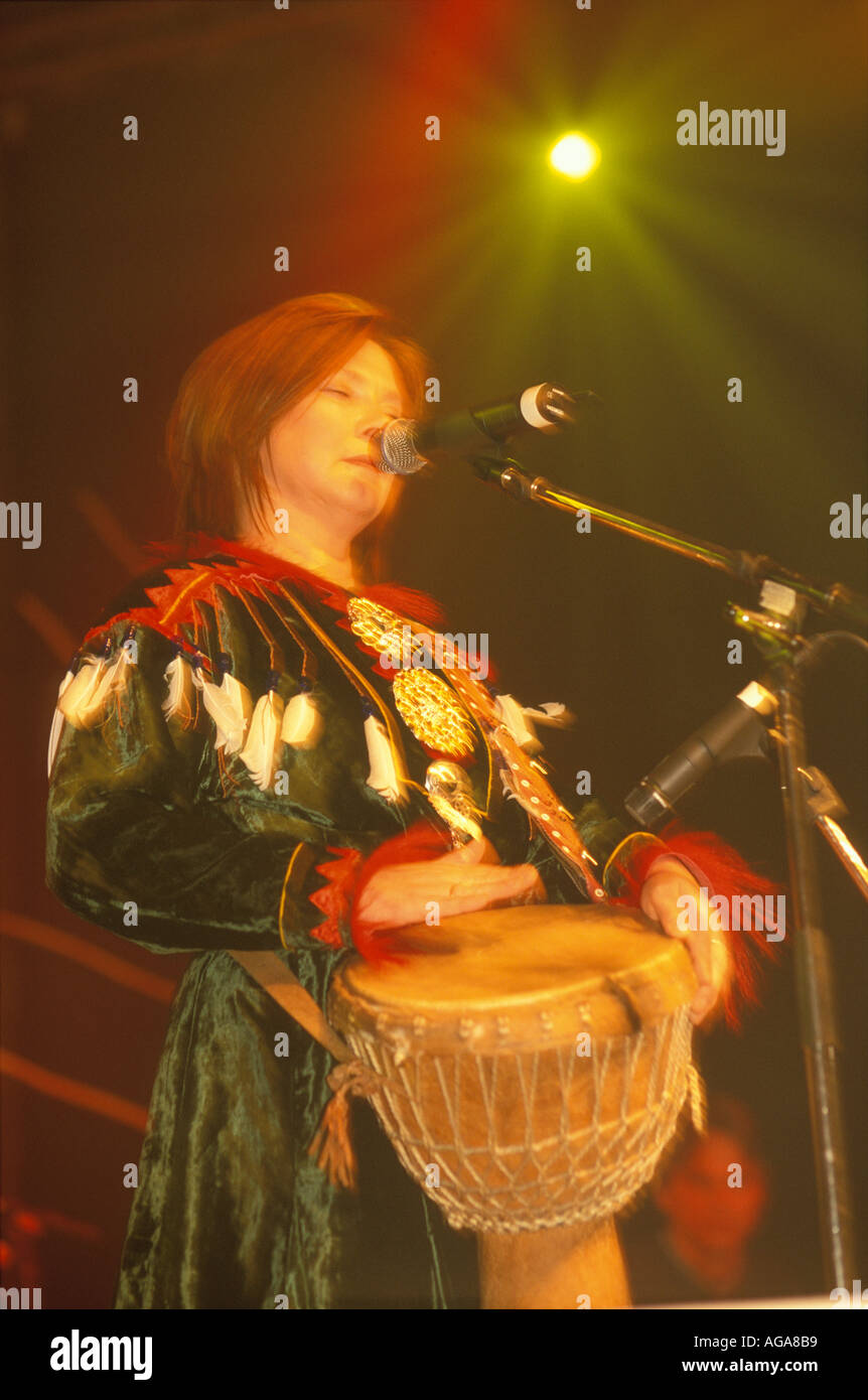 The well-known Saami singer-songwriter Marie Boine performs at the Easter  Festival in Kautokeino, Norway. Stock Photo
