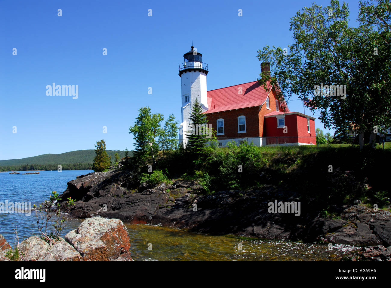 Michigan Eagle Harbor Light Station Great Lakes Stock Photo Alamy