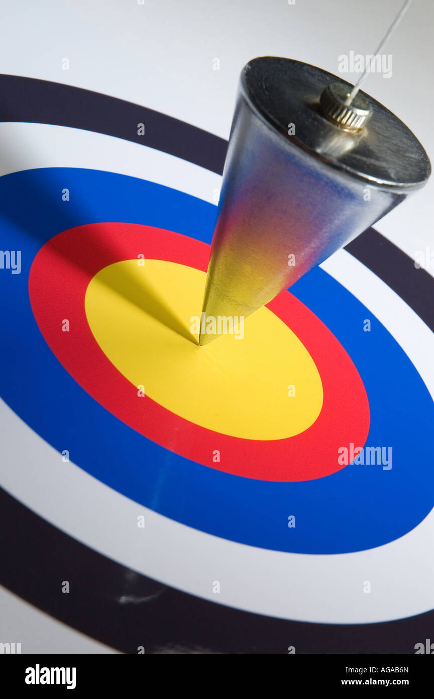 Plumb bob on target Stock Photo