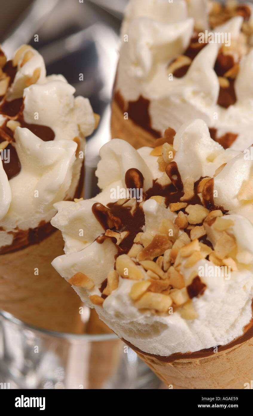 Close up of nut and chocolate Ice cream creams Stock Photo Alamy